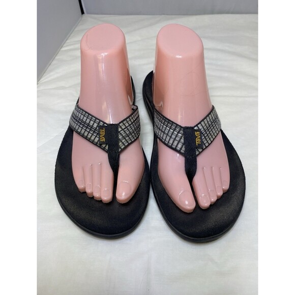 Teva Voya Women's Black/Gray/White Wedge Thong Sandals 1019043 Size: 9 - Picture 5 of 9